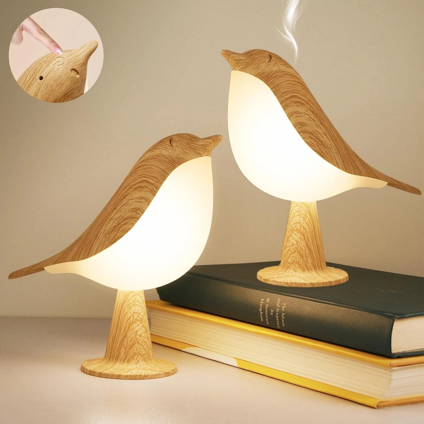 Table Lamp, Touch Control Bird Lamps, Bedside Lamp, Brid Night Light, Cordless Small Desk Lamps Battery Operated Nightstand Lamp, 3-Way Dimmable Light, Rechargeable Decorative Desk Lamp